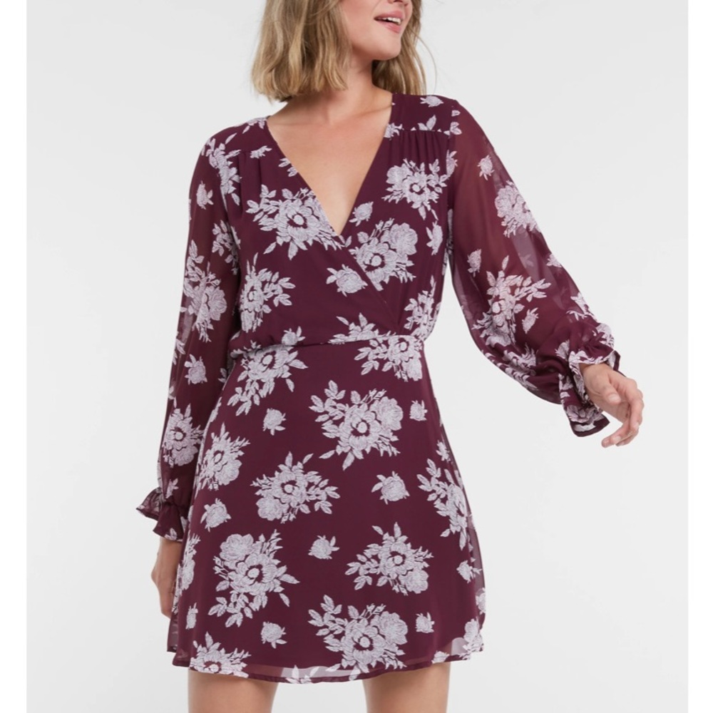 Rokoko Purple Floral Printed Draped Skater Dress S